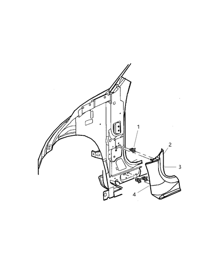 2009 Chrysler PT Cruiser Cowl Side Panel & Scuff Plates Diagram