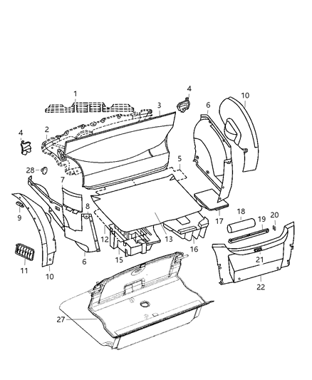 2008 Chrysler Crossfire Carpet, Rear Diagram