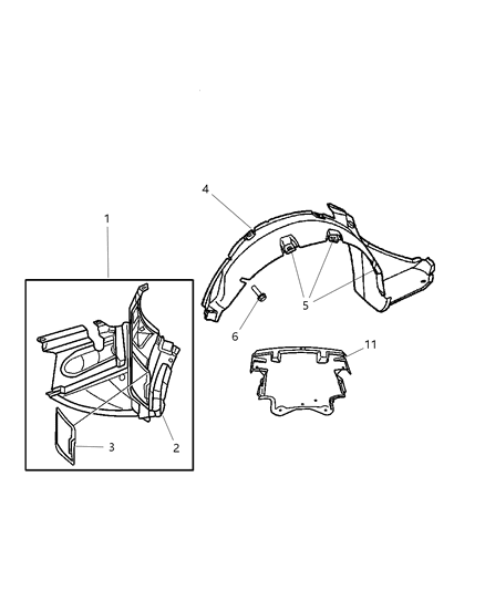 2006 Chrysler Crossfire Splash Shield Diagram