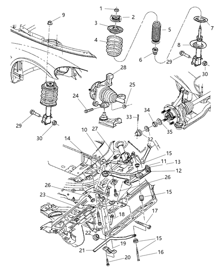 2004 Chrysler PT Cruiser Front Steering Knuckle Diagram for 5272492AA