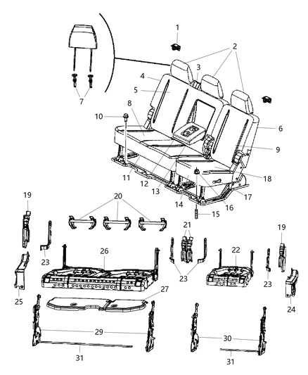 2019 Ram 2500 COVER-REAR SEAT BACK Diagram for 6XL36BD3AA