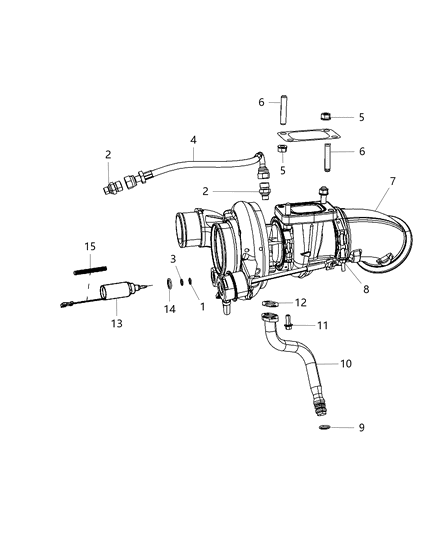 2008 Dodge Ram 3500 Pickup Turbo Charger , Oil Lines & Plumbing Diagram 1