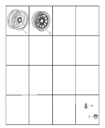 2006 Dodge Dakota Wheels & Hardware Diagram