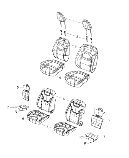 2021 Jeep Cherokee Cover-Front Seat Back Diagram for 6SS74CV5AD