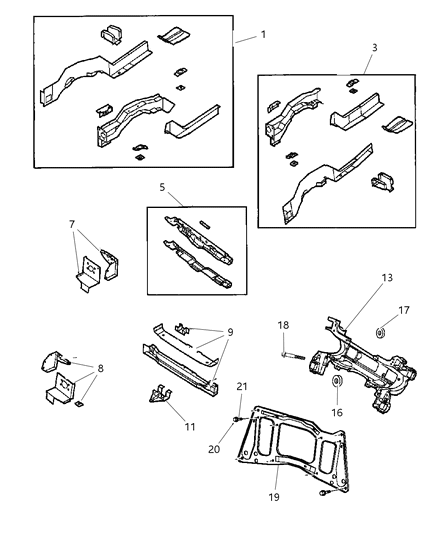 1997 Dodge Caravan Frame, Front Diagram