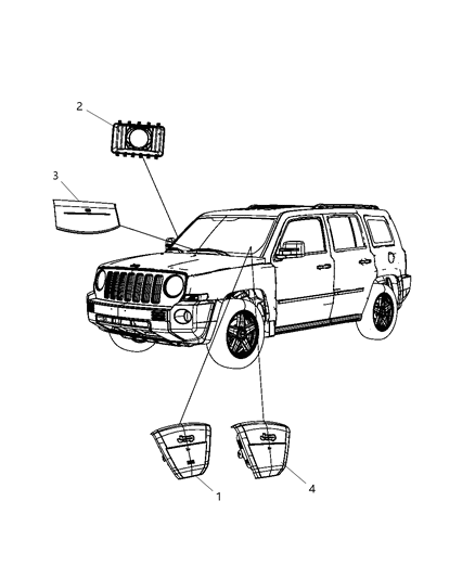 2008 Dodge Caliber Passenger Air Bag Diagram for 5108037AA