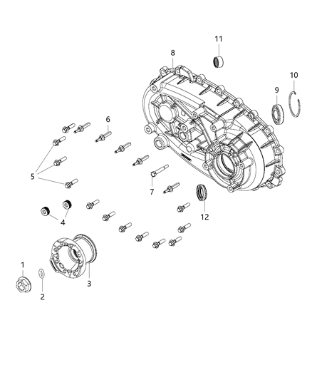 2019 Jeep Wrangler Rear Case & Related Parts Diagram 1