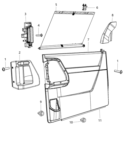 2017 Dodge Grand Caravan Panel-Sliding Door Trim Diagram for 1UW07LTUAA