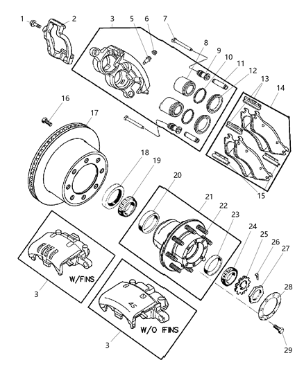 2003 Dodge Ram 3500 Hub And Rotor Bolt Diagram for 5017651AA