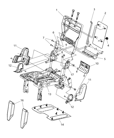 2009 Dodge Grand Caravan Cover-RECLINER Seat Diagram for 1AL961DVAA