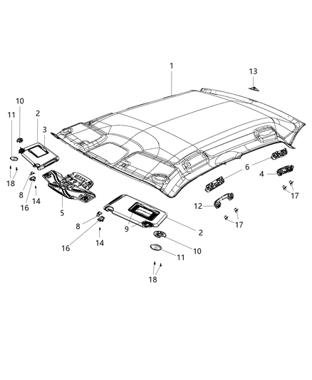 2015 Chrysler 300 Headliners & Visors Diagram