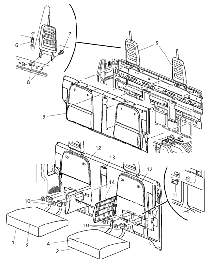 2006 Dodge Dakota Pad-Rear Seat Back Diagram for 1AX971J8AA