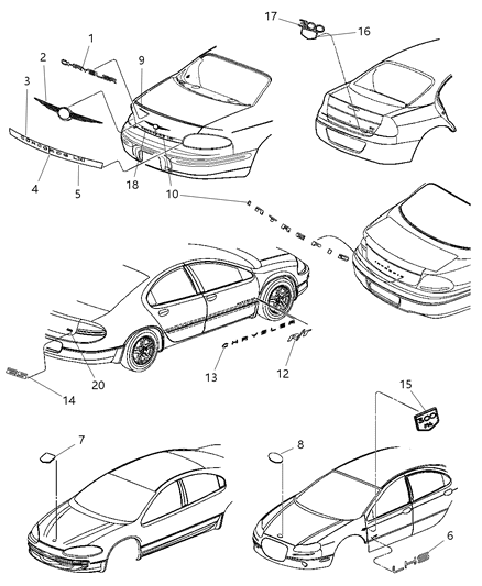 2002 Dodge Intrepid MEDALLION-Deck Lid Diagram for 4805747AA