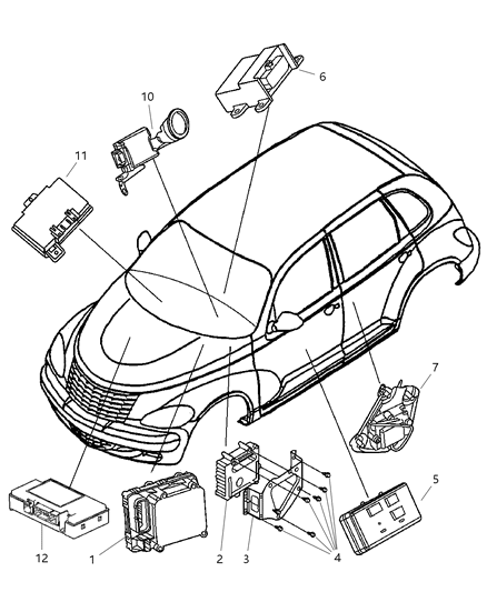 2004 Chrysler PT Cruiser Sensor-Side AIRBAG Impact Diagram for 4671885AB