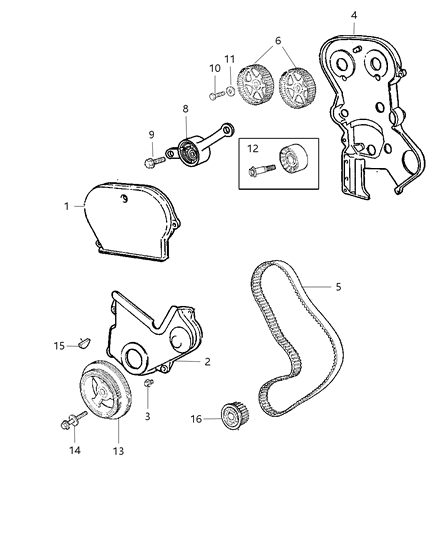 2003 Chrysler Sebring Sedan & Convertible Timing Belt / Chain & Cover Diagram 3