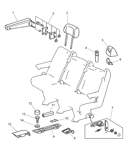 2004 Dodge Sprinter 2500 Attaching Parts - 3Rd Passenger Seat Diagram