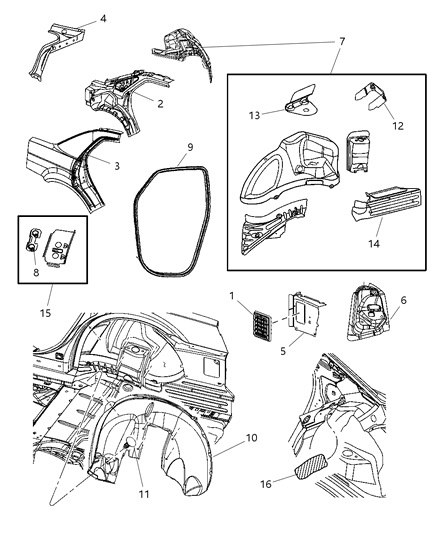 2008 Chrysler 300 Rear Aperture (Quarter) Panel Diagram