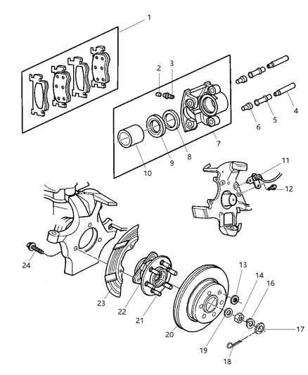 1999 Dodge Durango Brake Hub And Bearing Diagram for V2508965AA