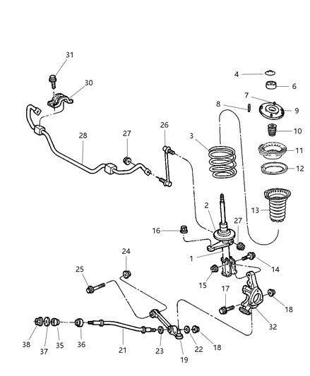 1998 Dodge Intrepid Suspension - Front Diagram