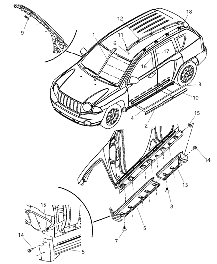 2009 Jeep Compass Exterior Ornamentation, Compass Diagram