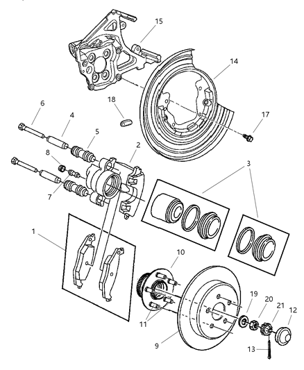 2004 Chrysler Concorde Brakes, Rear Disc Diagram