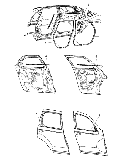 2005 Chrysler PT Cruiser WEATHERSTRIP-Front Door Belt Diagram for 5067150AA