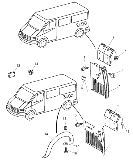 2002 Dodge Sprinter 3500 Guard-Splash Diagram for 5125153AA