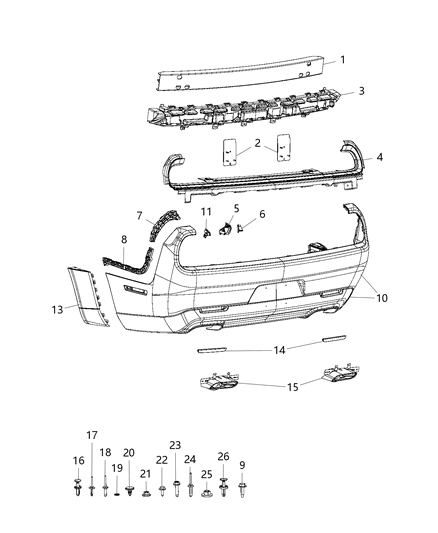 2020 Dodge Challenger Extension-Rear FASCIA Diagram for 6EY86TZZAD