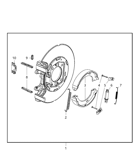 2009 Jeep Commander Park Brake Assembly, Rear Disc Diagram