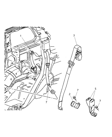 2008 Jeep Commander Rear Outer Seat Belt Diagram for 5JX55ZJ3AH