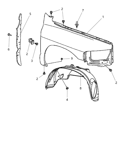 2008 Dodge Ram 1500 Front Fender Diagram