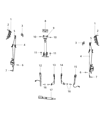 2019 Ram 5500 Seat Belts, First Row Diagram 2