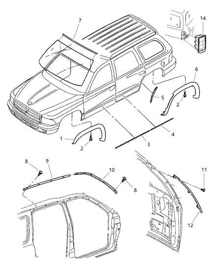 1999 Dodge Durango Moldings Diagram