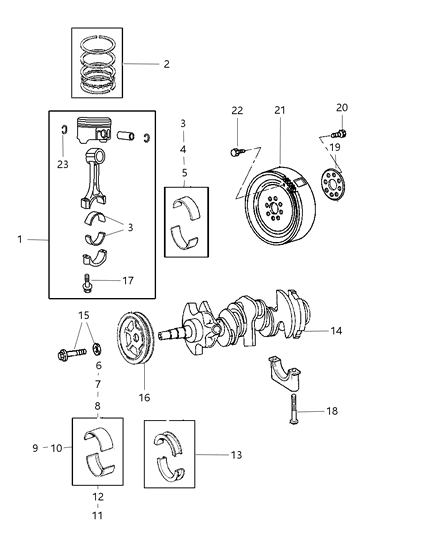 2006 Dodge Stratus Crankshaft , Piston , Drive Plate & Torque Converter & Related Parts Diagram 4