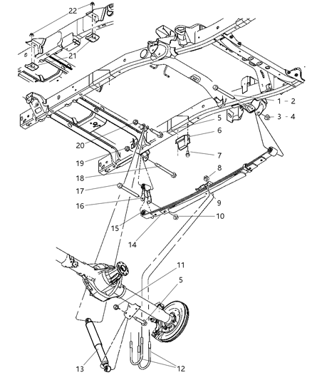 2004 Dodge Ram 2500 Suspension - Rear, Leaf With Shock Absorber Diagram