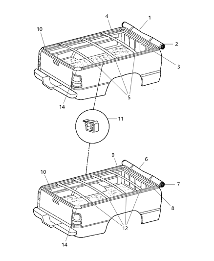 2009 Dodge Ram 2500 Cover Kit - Tonneau - Soft Diagram