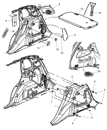 2005 Chrysler PT Cruiser Panel-Shelf Trim Diagram for SG491DVAB