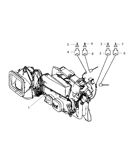 2009 Dodge Sprinter 3500 Heater & Evaporator Housing Complete Unit Diagram