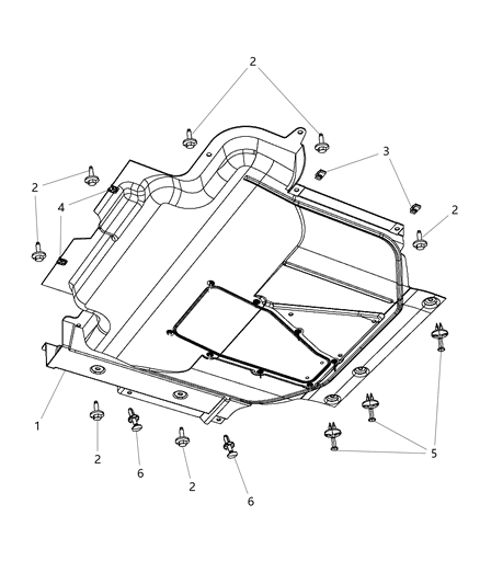 2015 Dodge Journey Under Body Shields & Skid Plate Diagram