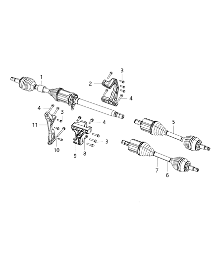 2014 Jeep Cherokee Front Drive Shaft Diagram for 52123748AA