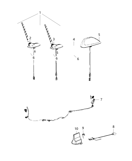 2018 Jeep Cherokee Antenna-Base Cable And Bracket Diagram for 6FK56JSCAA