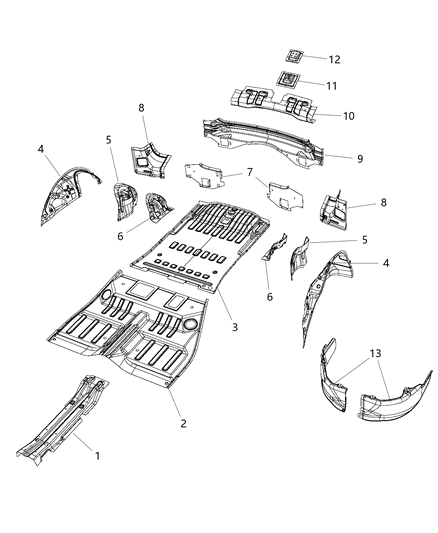 2020 Dodge Durango Rear Floor Pan Diagram 1