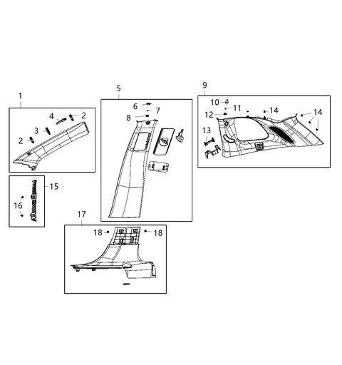 2021 Jeep Cherokee Panel-B Pillar Diagram for 6FF58PS4AA