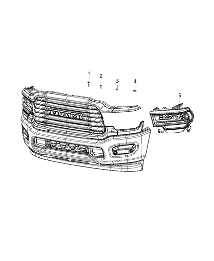 2019 Ram 2500 Lamps, Front Diagram 6