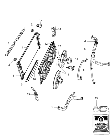 2010 Dodge Caliber Motor-Radiator Fan Diagram for 68069022AA