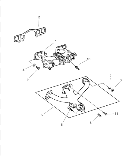 2000 Jeep Wrangler Manifold - Intake & Exhaust Diagram 1