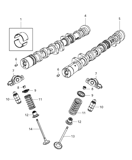 2013 Dodge Dart Engine Exhaust Camshaft Diagram for 5047646AE