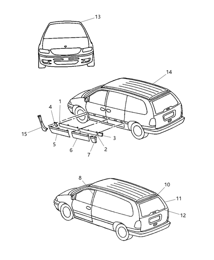 2000 Chrysler Voyager Molding Diagram for HU83WEL