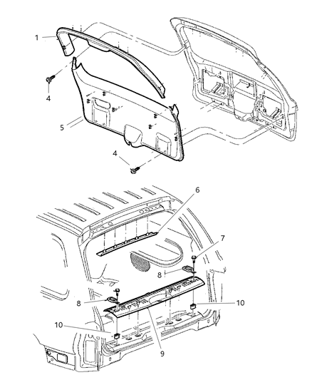 1999 Dodge Durango Panels - Liftgate & Scuff Plate Diagram