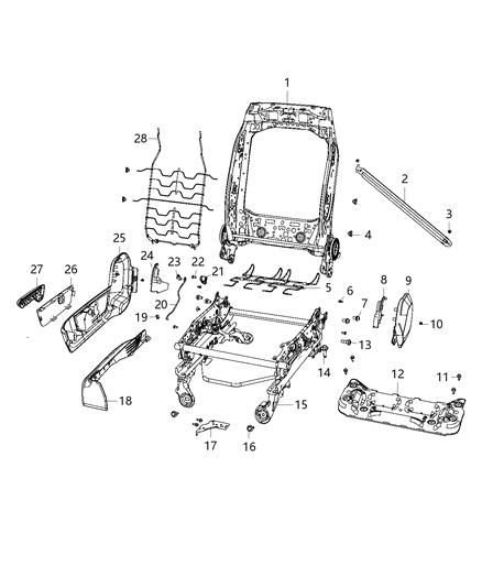 2019 Ram 3500 Adjusters, Recliners, Shields And Risers - Passenger Seat Diagram 1